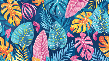 Seamless hand drawn tropical summer pattern