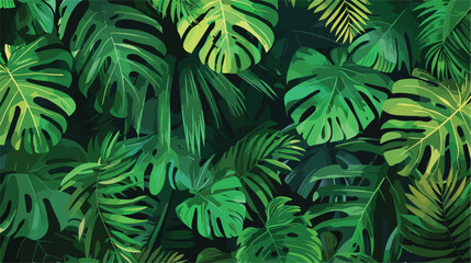 Seamless illustration pattern of tropical leaves - obrazy, fototapety, plakaty