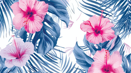Seamless pastel pattern. Exotic hawaiian tropical