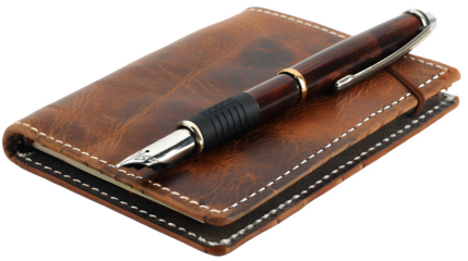 Office book and pen isolated on a transparent background, PNG, Ai