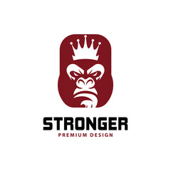 Monkey king gym logo, Illustration of the gorilla king symbol with kettlebell