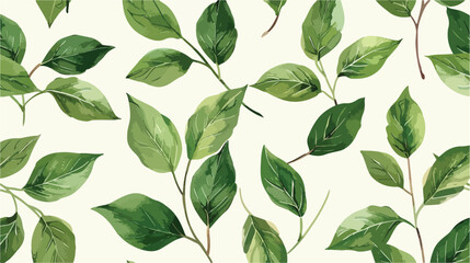 Seamless pattern with hand drawn green leaves Vector