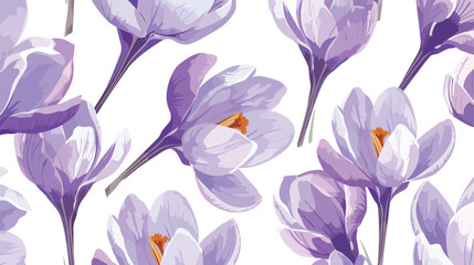 Seamless pattern with purple crocuses.Spring crocuses