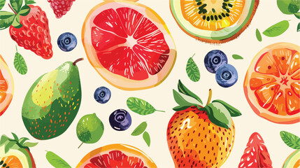 Seamless pattern with summer fruits Vectot style vector