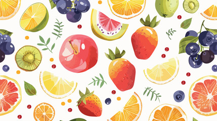 Seamless pattern with summer fruits Vectot style vector