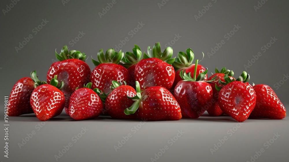 Poster a mesmerizing display of ripe strawberries arranged in a studio setting