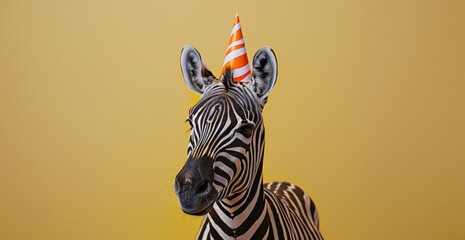 Fototapeta premium Zebra Wearing a Party Hat