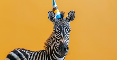 Obraz premium Zebra Wearing a Party Hat