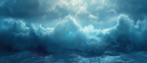 close up wave crashing shore with water splash and foam, Generative Ai	
 - obrazy, fototapety, plakaty