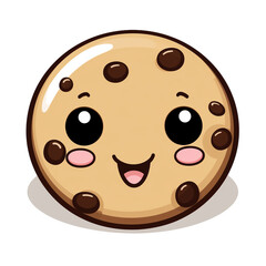 Fototapeta premium clipart kawaii, choc chip cookie, whip cream and sprinkles, soft pastel colour scheme, white background сreated with Generative Ai