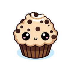 clipart kawaii, choc chip cookie, whip cream and sprinkles, soft pastel colour scheme, white background сreated with Generative Ai