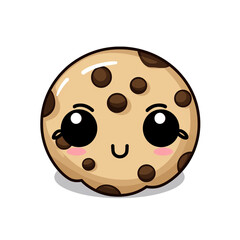 Fototapeta premium clipart kawaii, choc chip cookie, whip cream and sprinkles, soft pastel colour scheme, white background сreated with Generative Ai