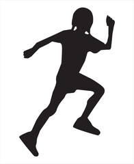 Fototapeta na wymiar A teenager girl Running silhouette. Vector illustration
