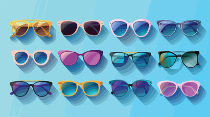 Set of different trendy colorful sunglasses vector illustration