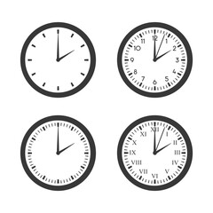 Clock set. Flat vector illustration. White background.