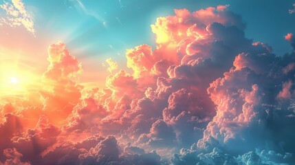 The Sun Shining Above Clouds - obrazy, fototapety, plakaty