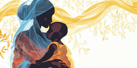 International Day to End Obstetric Fistula 23 may. Mother and baby. illustration of mother and child. Motherhood.