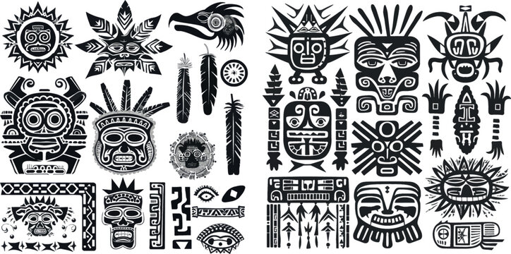 Tribal indian patterns or ancient mexican symbols