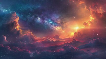 Colorful Space Filled With Stars and Dust