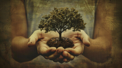 Tree in human hands --