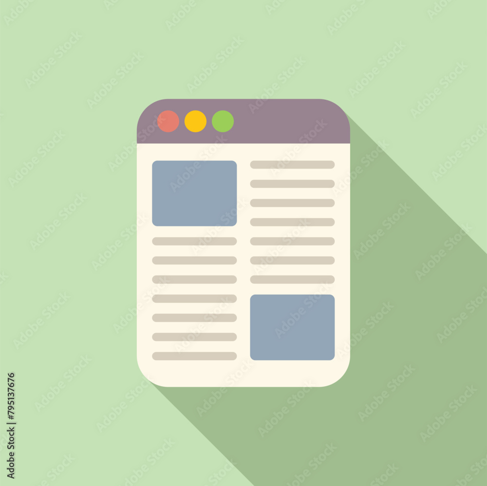 Poster digital reading icon flat vector. web online page. media learn public