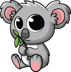 Cartoon cute baby koala vector illustration