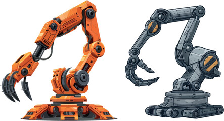 Mechanical claw toy. Grabbing machine tool robotic grabber or industrial factory crane robot metal arm