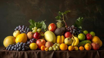 Assorted fruits neatly organized for a professional studio shoot