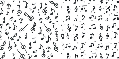 Fototapeta na wymiar Musical notes pattern. Music note icons drawn seamless pattern