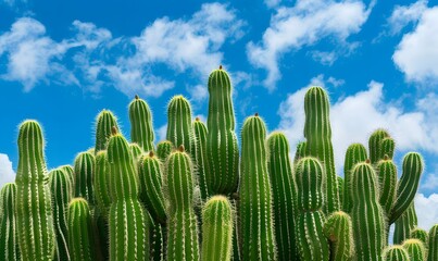 Close-up image of lush green cactus, Generative AI 