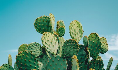 Close-up image of lush green cactus, Generative AI