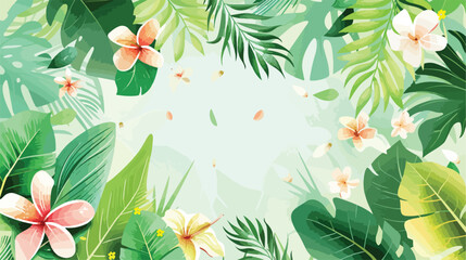 Spring flowers and leaves frame vector illustration d