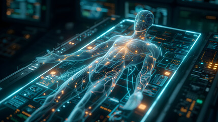 3D illustration of digital immortality, virtual reality, artificial intelligence and resurrection. - obrazy, fototapety, plakaty