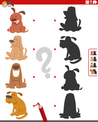 educational shadow game with cartoon dog characters