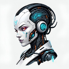 a girl cyborg logo vector art for t-shirt