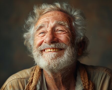 A fat man laughing heartily, the epitome of joy and contentment