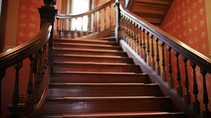Close-up of a staircase in a historic mansion, showcasing architectural splendor