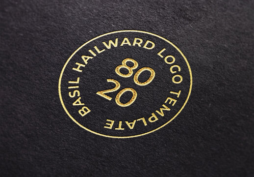 Gold Foil Pressed Debossed Embossed Logo Mockup Template Texture Paper Branding Brand Identity Effect