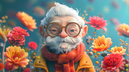 3d cartoonish happy retirement lifestyle illustration