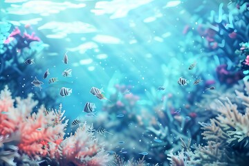 Fototapeta na wymiar Ocean coral reef underwater Sea world under water on water background AI Generated