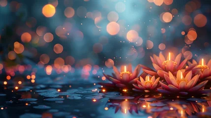 Foto op Canvas Cluster of Water Lilies Floating in Lake © olegganko