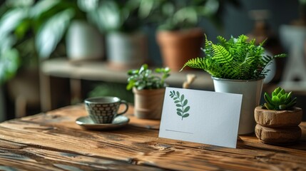 coffee cup with plant and pot
