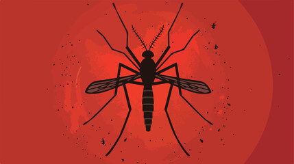 Anti mosquito sign on red background Vector illustration