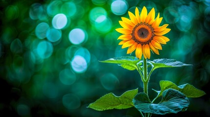 Naklejka premium Vibrant Sunflower Field with Bright Sun Rays