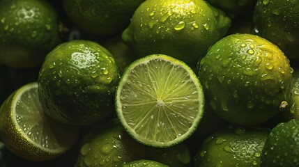 Close-up view of succulent limes captured in the studio