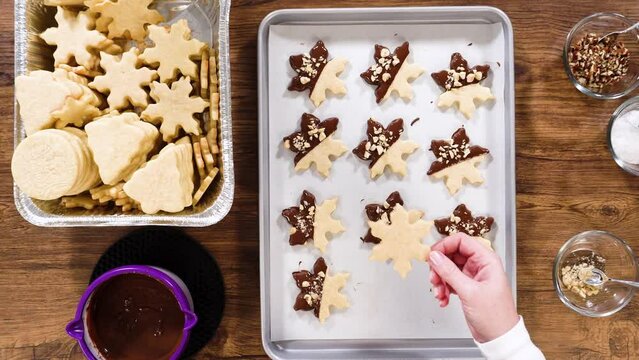 Making Star-Shaped Cookies with Chocolate and Peppermint Chips
