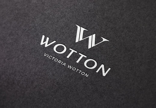Silver Foil Pressed Debossed Embossed Logo Mockup Template Texture Paper Branding Brand Identity Effect
