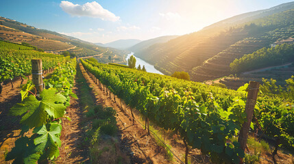 Vineyards in Douro river valley in Portugal. Portugues