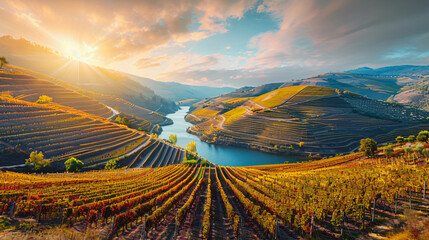 Vineyards in Douro river valley in Portugal. Portugues