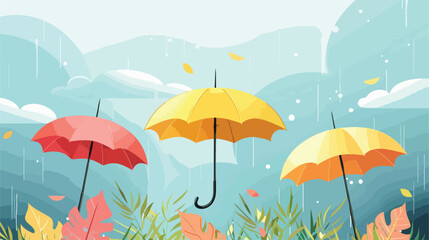 Fototapeta na wymiar Banner for National Umbrella Day with cute parasol Vector